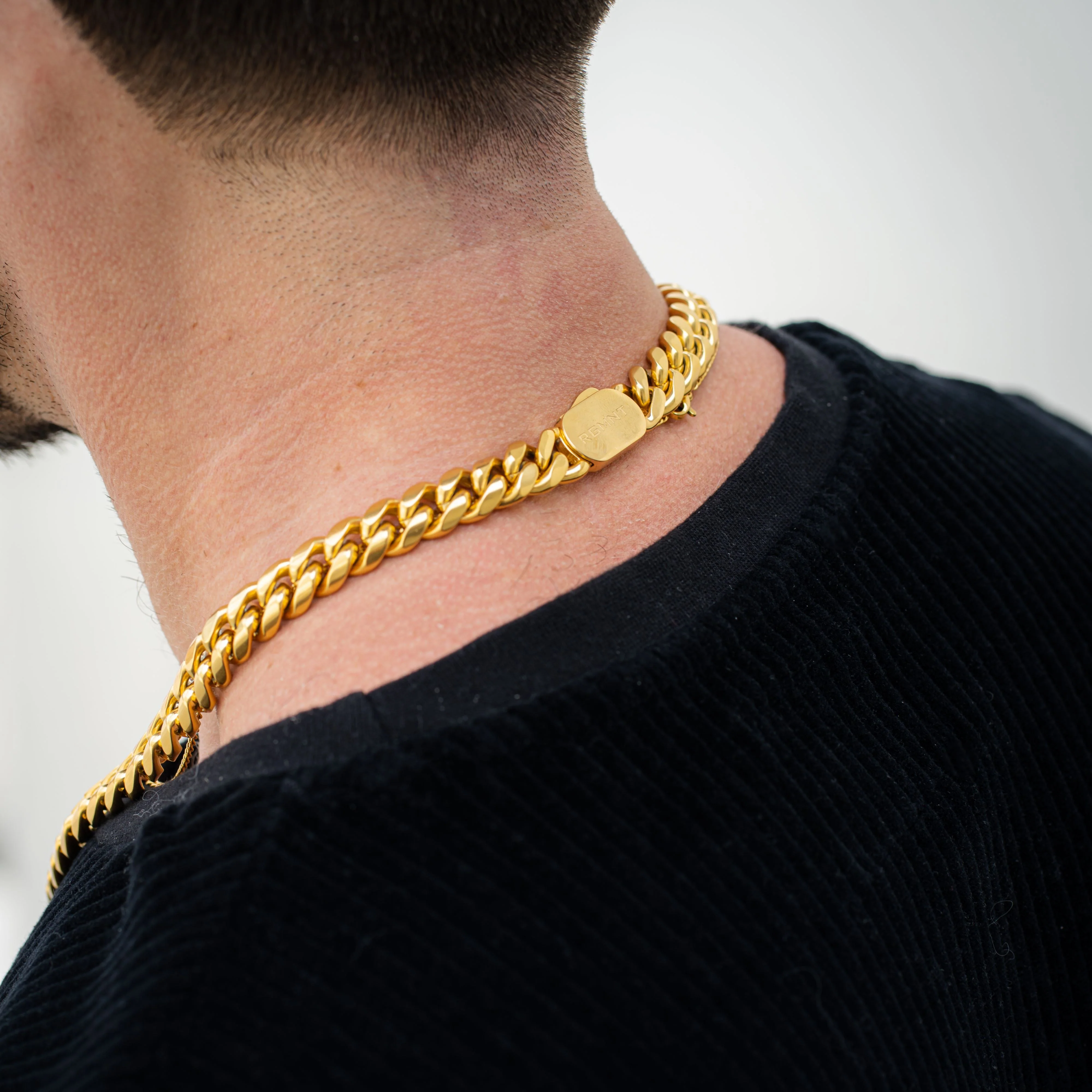 Cuban Link Chain 12mm - 14K Gold RG166 - Image 3