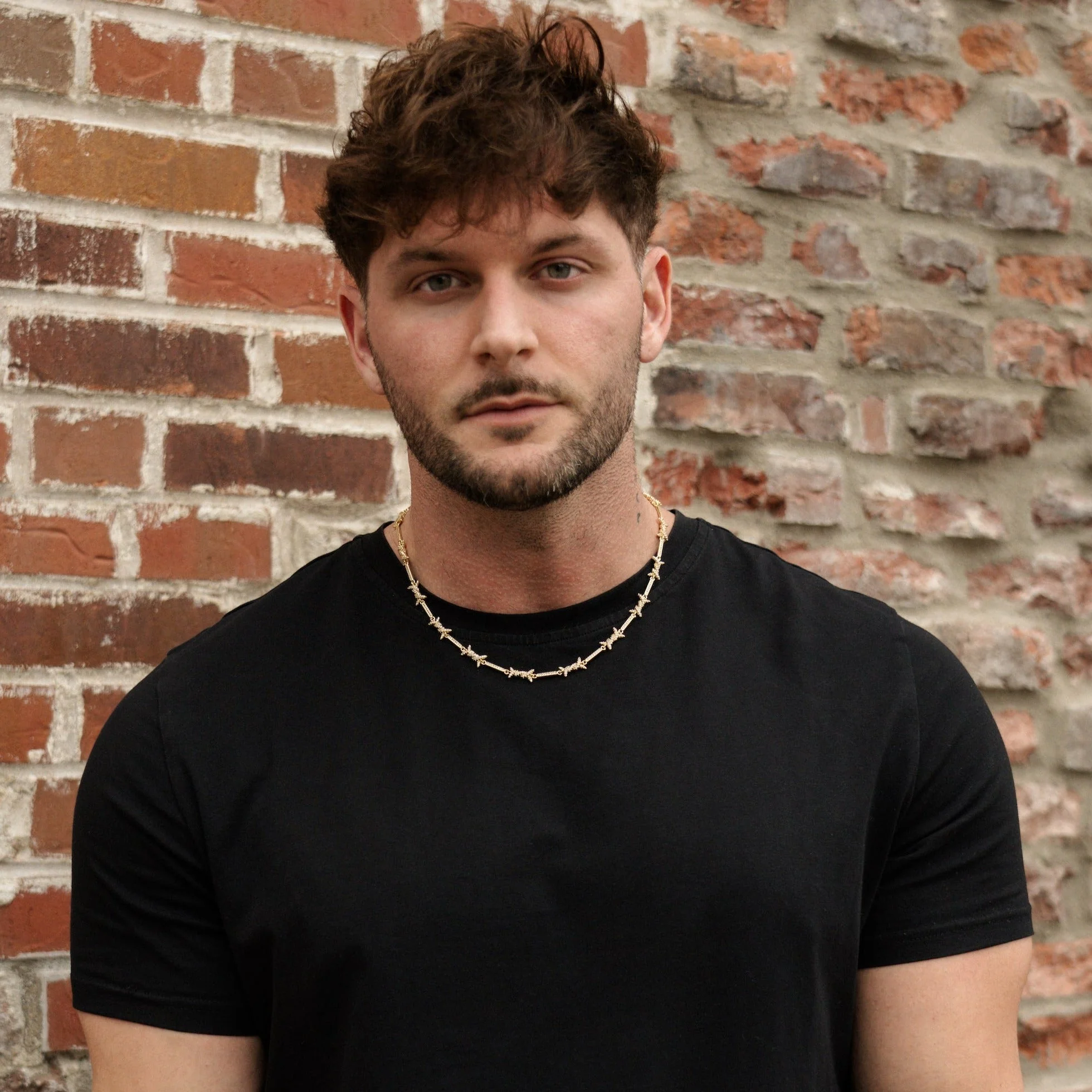 Iced Barbed Wire Necklace - Gold RG127G - Image 3