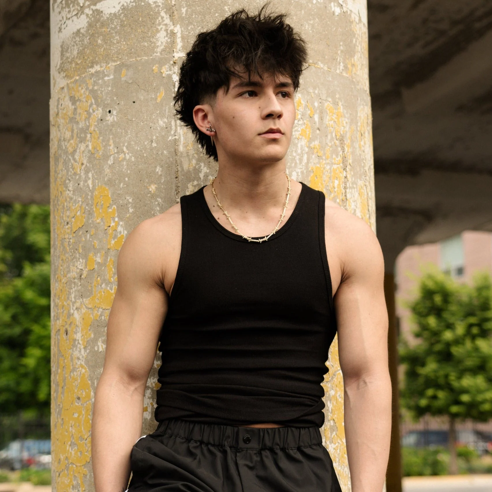 Iced Barbed Wire Necklace - Gold RG127G - Image 4