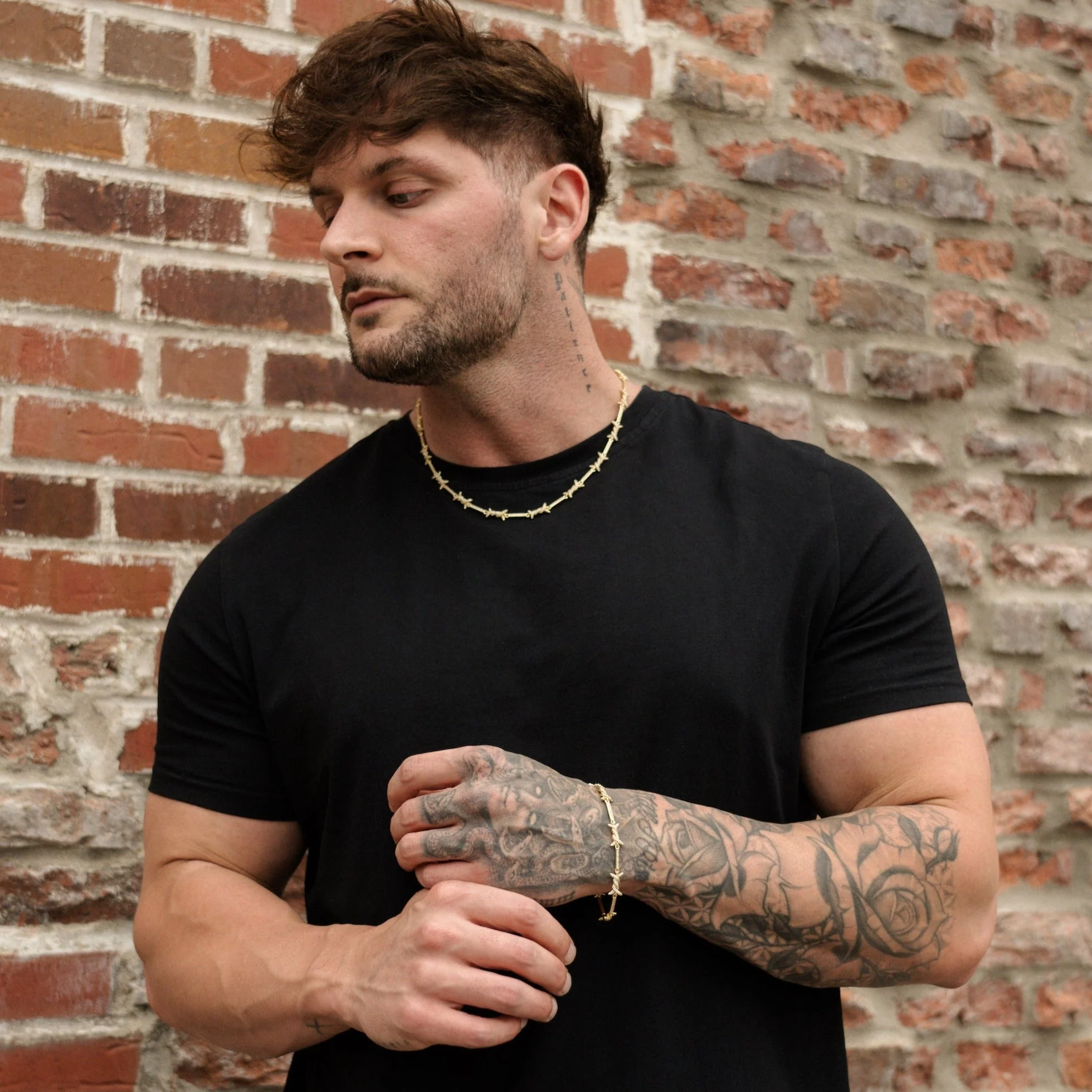 Iced Barbed Wire Necklace - Gold RG127G - Image 8