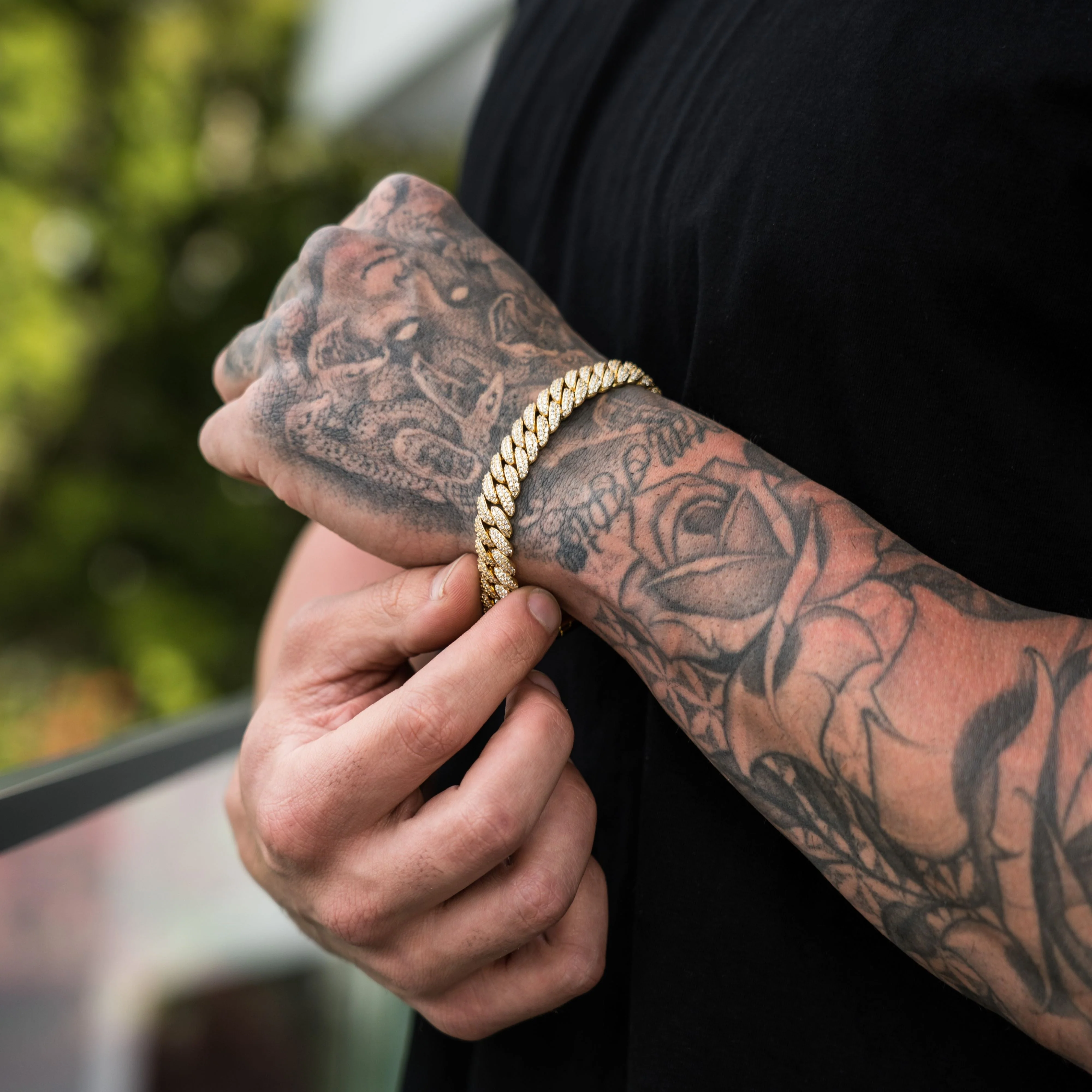 Iced Cuban Bracelet 10mm - Gold RG361 - Image 4