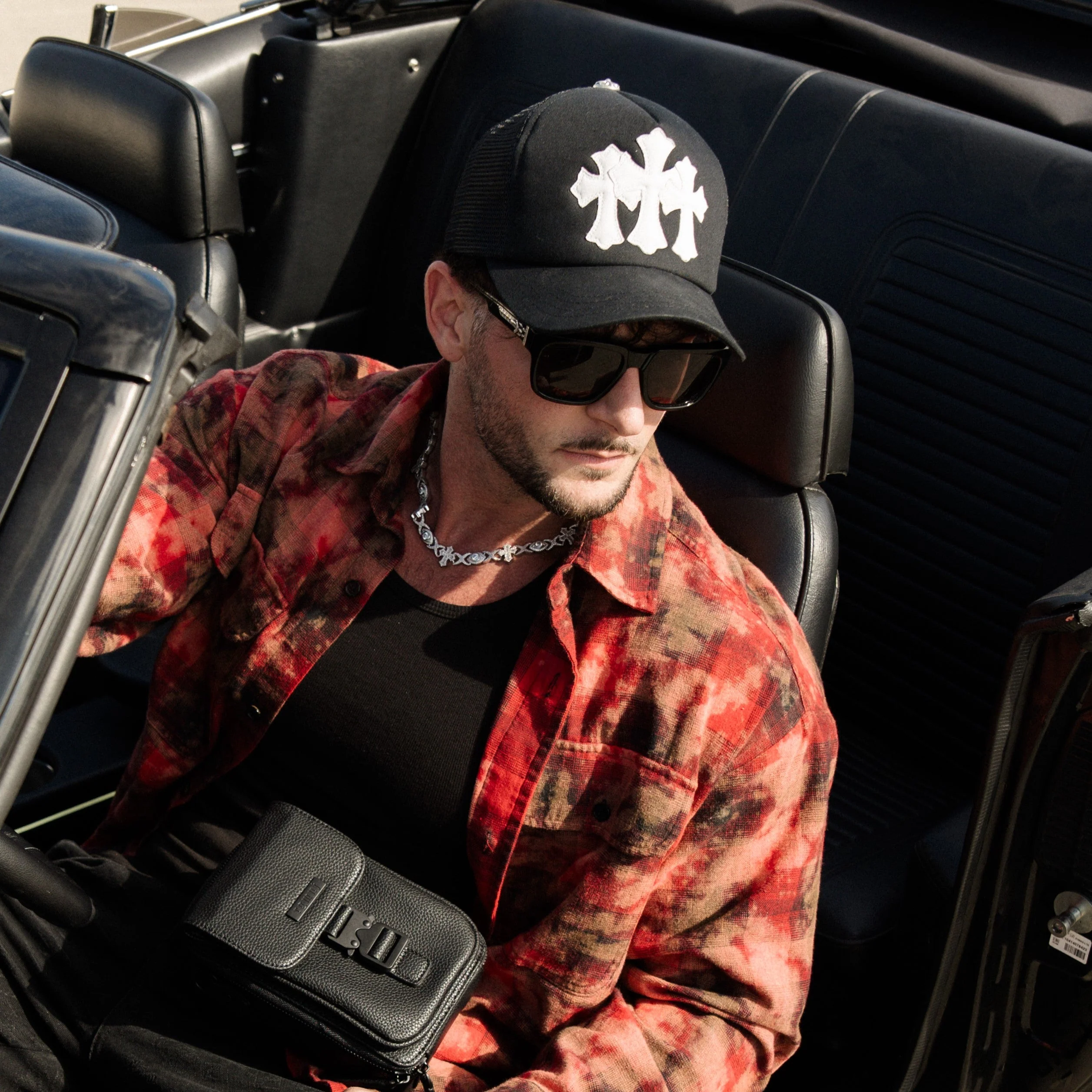 Baguette Evil Eye Cross Necklace - RG1025 - Image 3