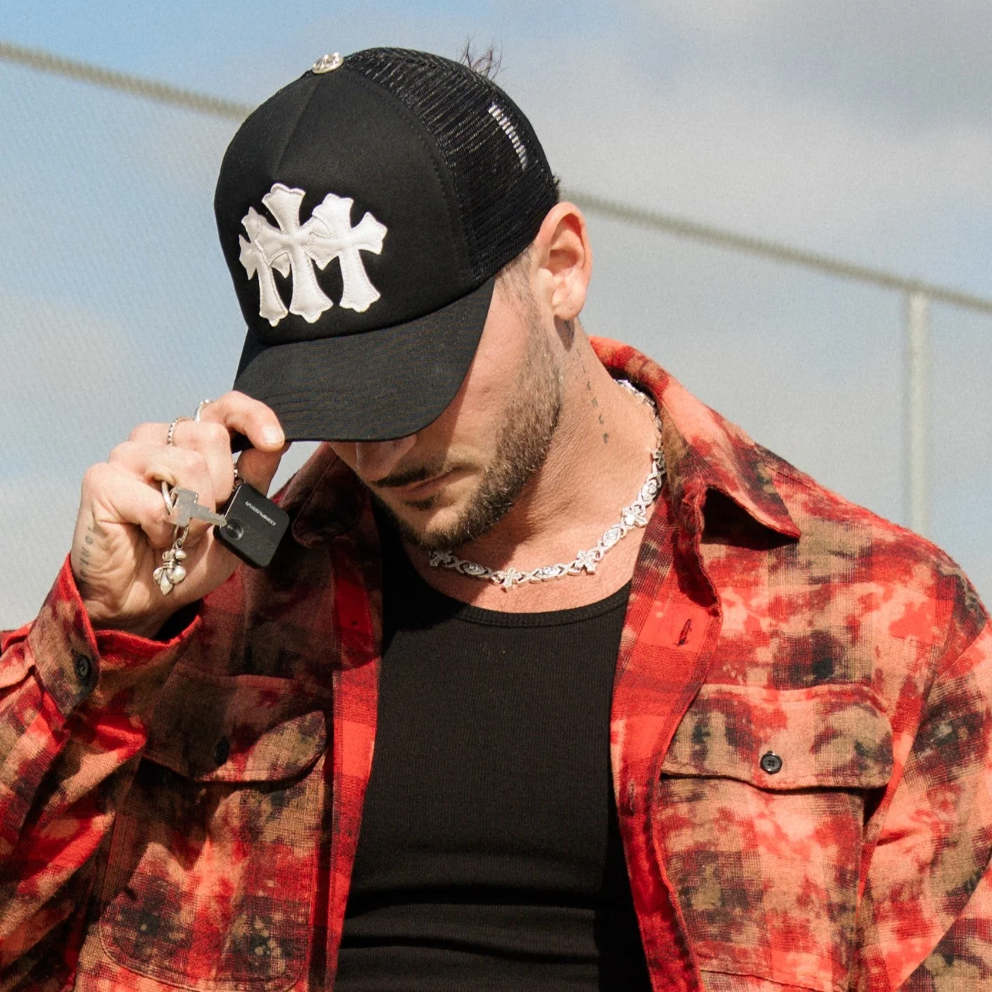 Baguette Evil Eye Cross Necklace - RG1025 - Image 5