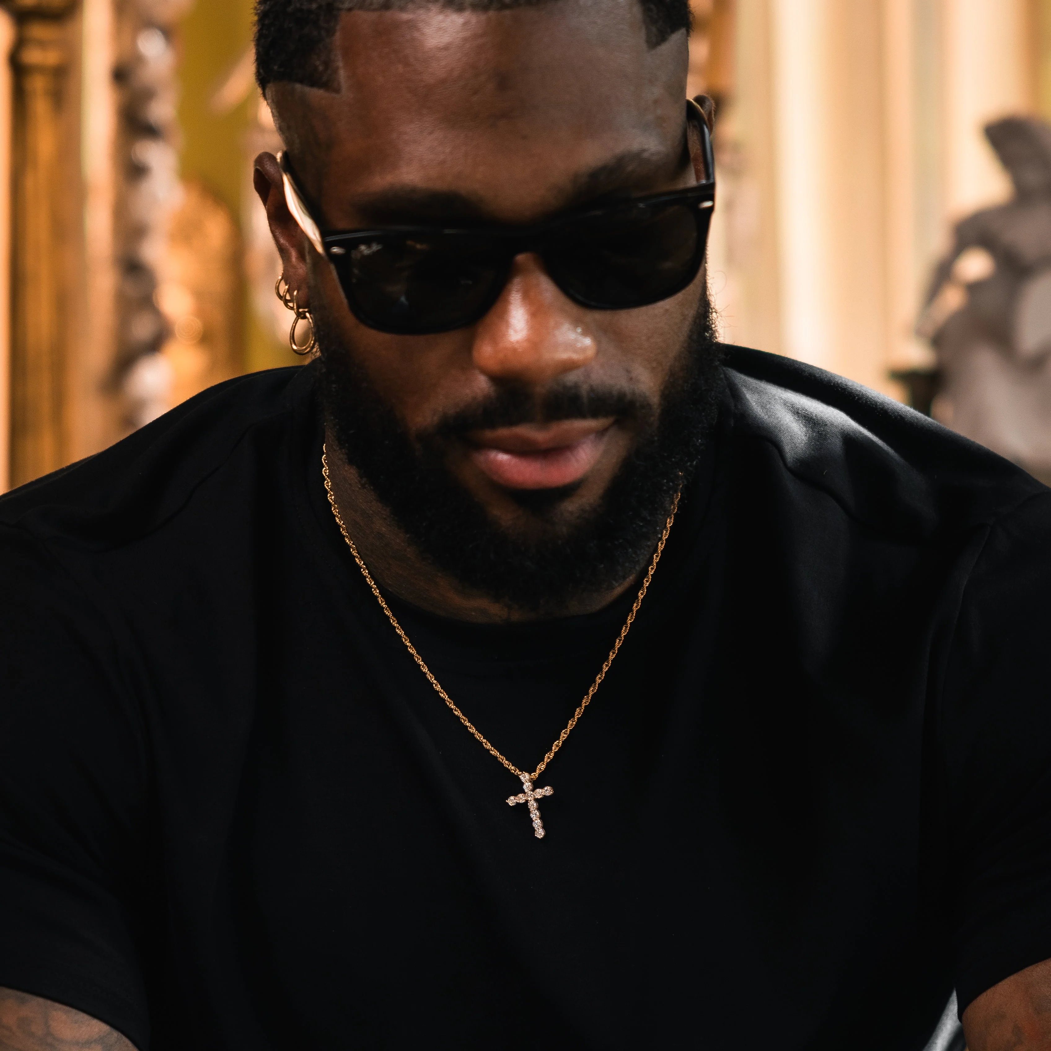 Mini Iced Cross Pendant - Gold RG111G - Image 3