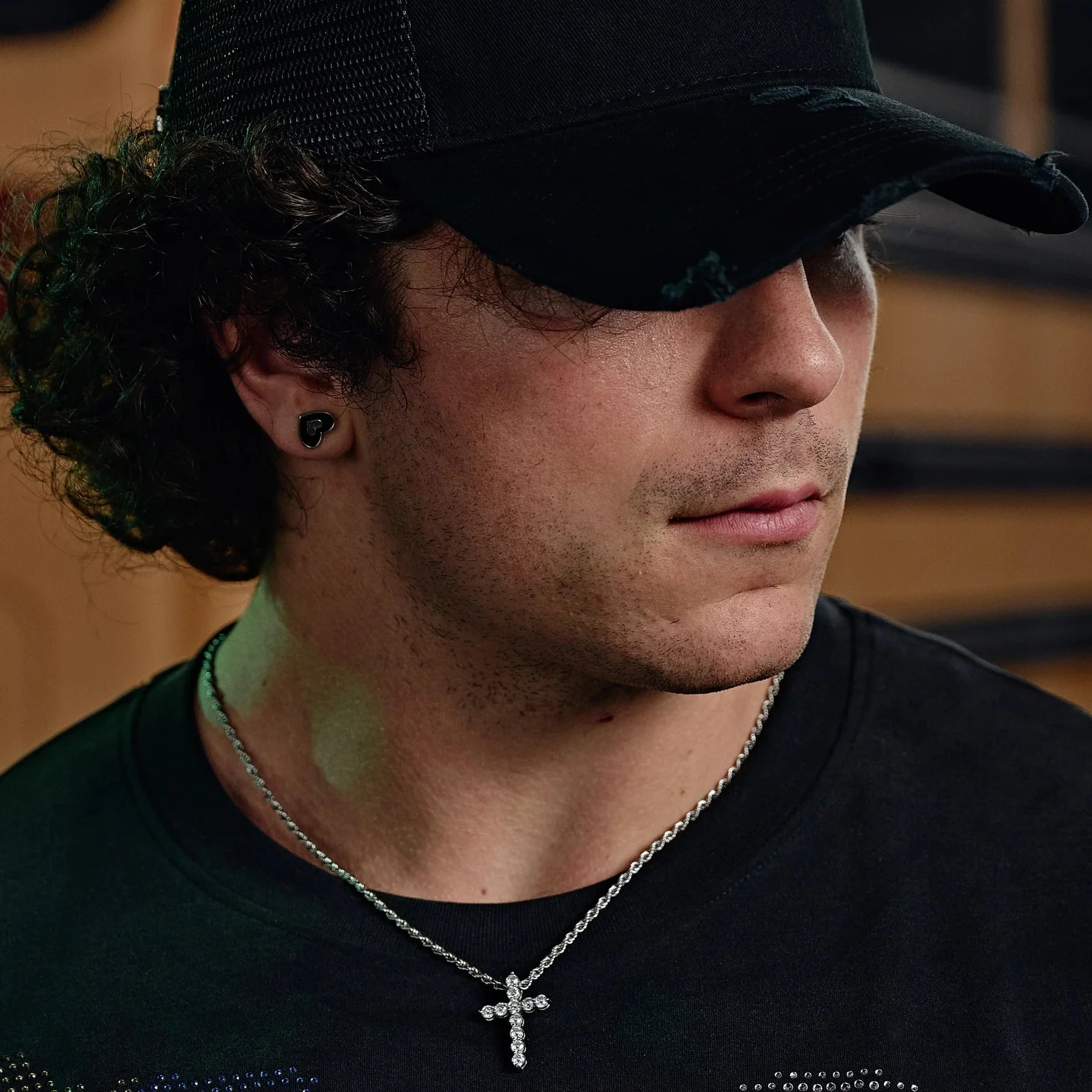 Mini Iced Cross Pendant - Silver RG111S - Image 3