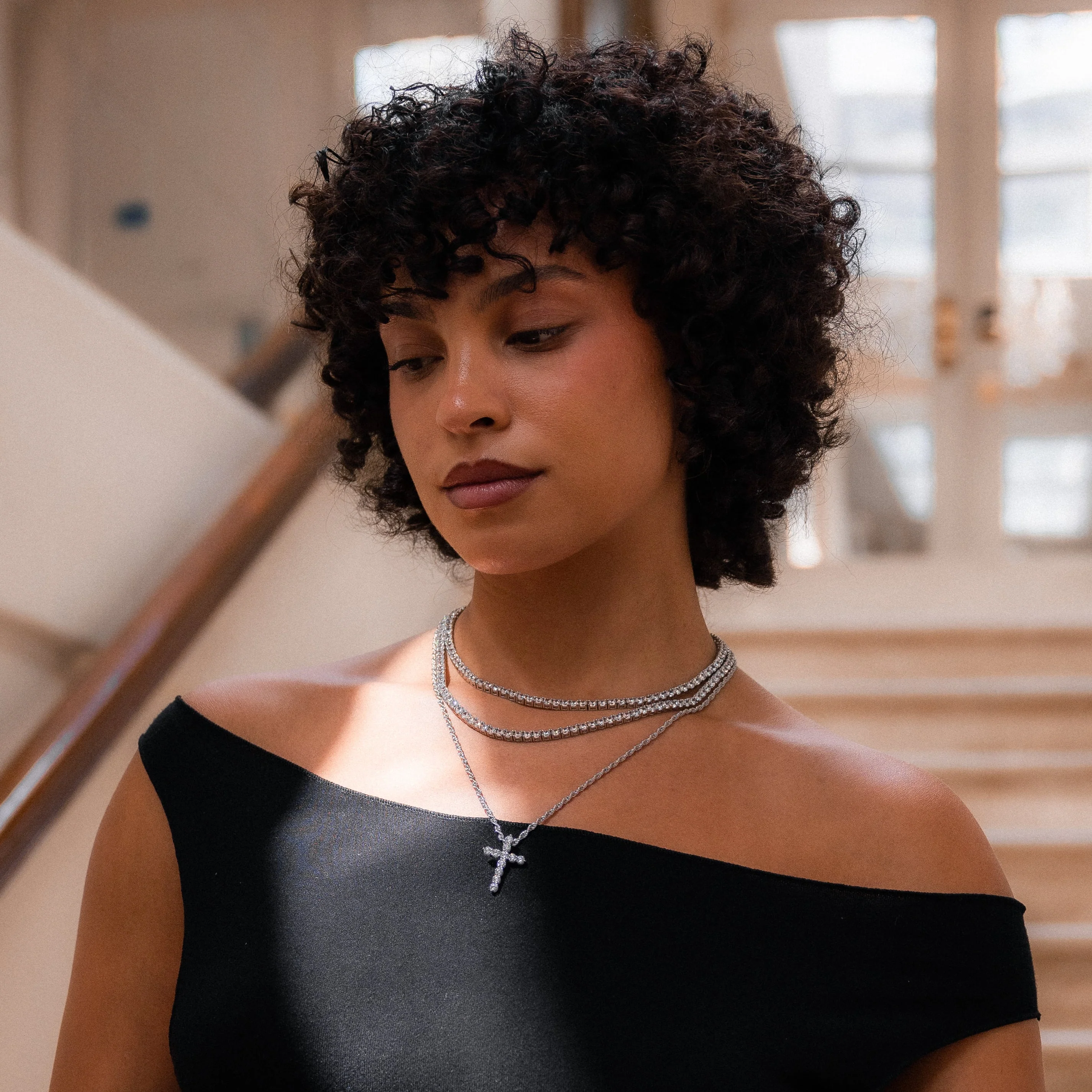 Mini Iced Cross Pendant - Silver RG111S - Image 4