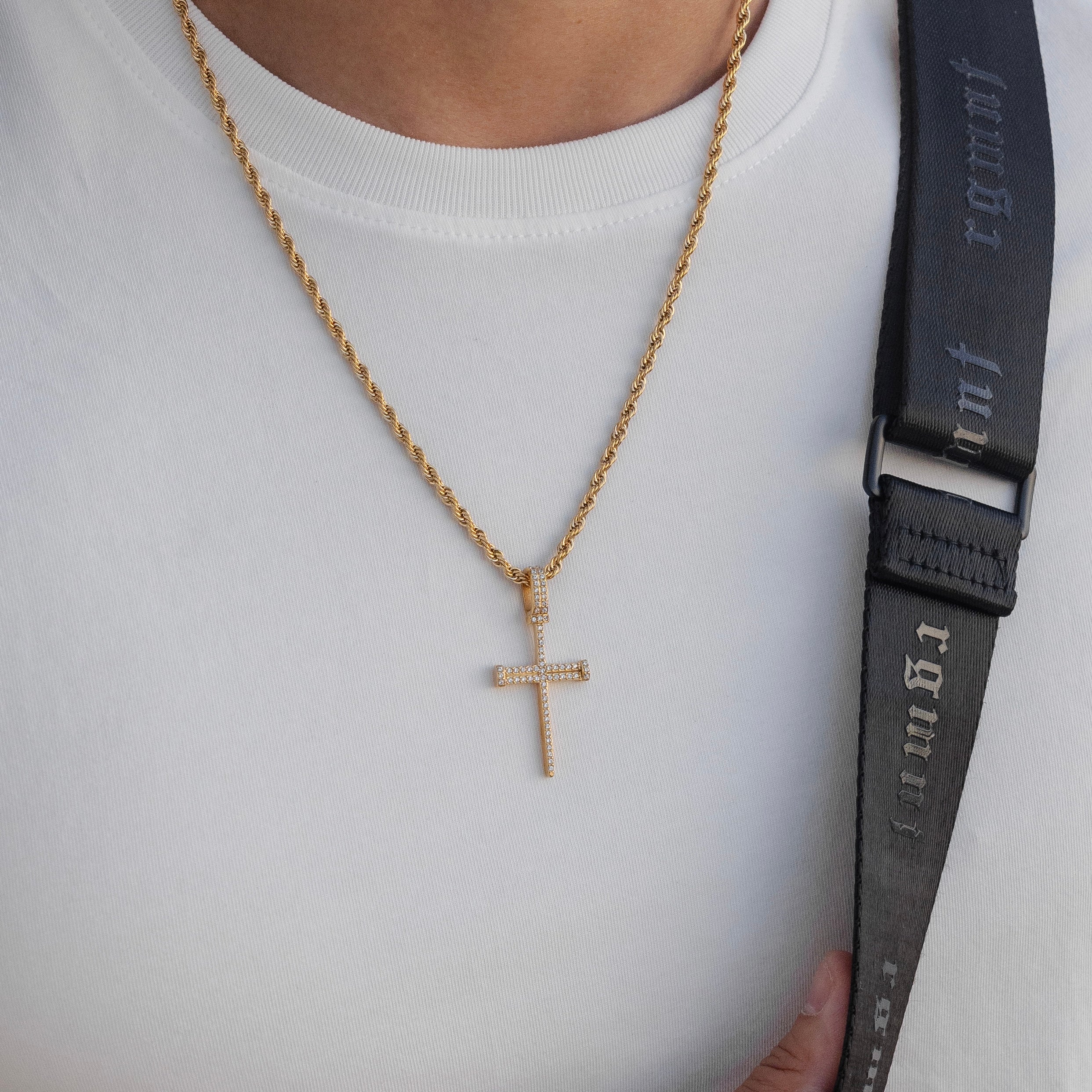 Iced Nail Cross - Gold RG114G - Image 10