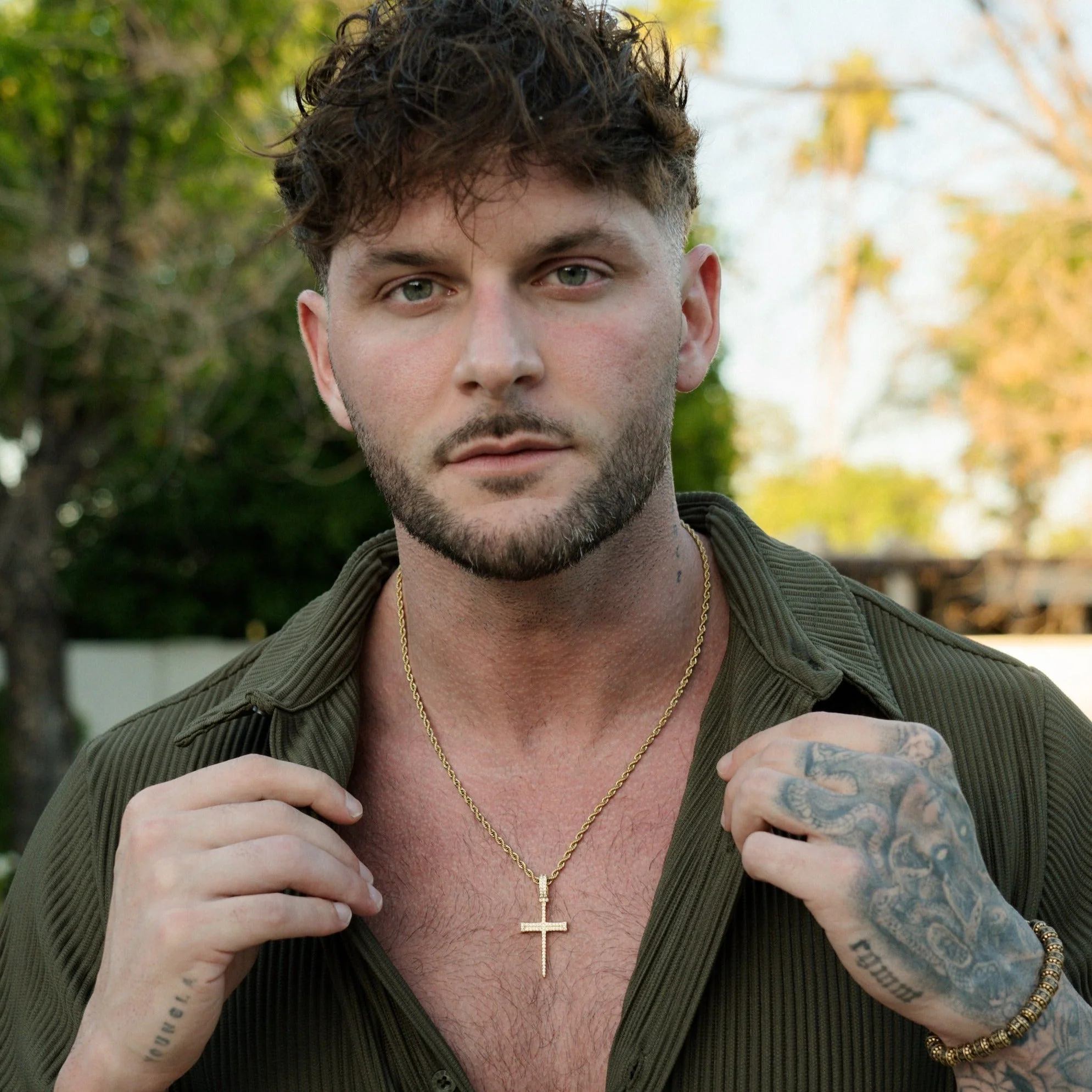 Iced Nail Cross - Gold RG114G - Image 7