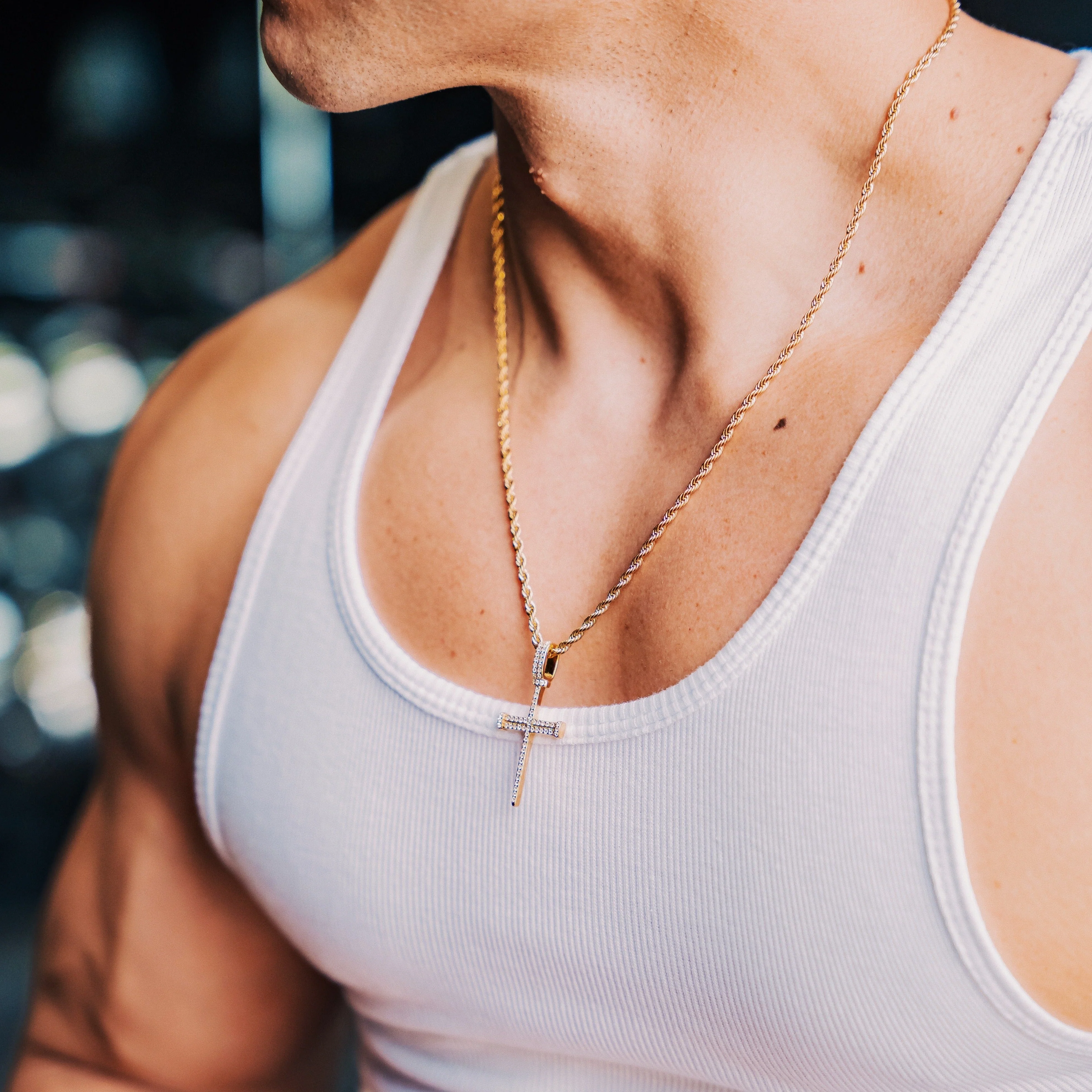 Iced Nail Cross - Gold RG114G - Image 9